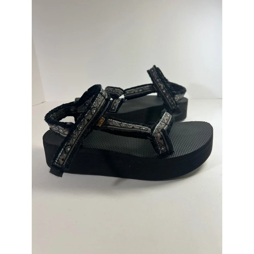 Teva Flatform Universal Maressa‎ Sandals Black Geometric Print 9